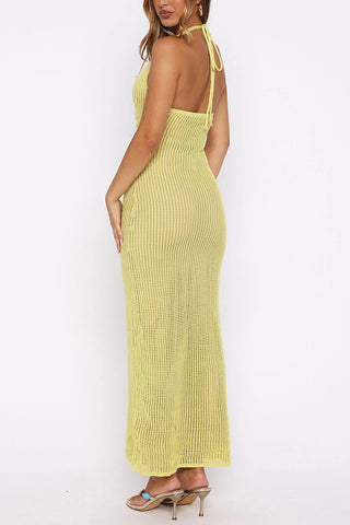 Floral Mesh Halter Cover-Up Dress