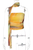 Abstract Print Strapless Tank Top