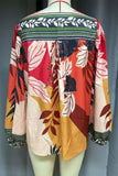 Patterned Blouse with V-Neck Detail
