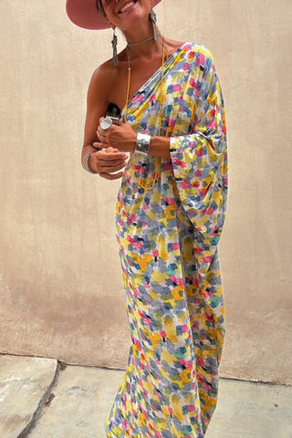 One-Shoulder Patterned Maxi Dress