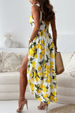 Lemon Print Flowy Sleeveless Dress