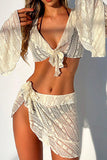 Sheer Ruffle Trim Skirt Set