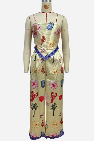 Strapless Printed Pants Set