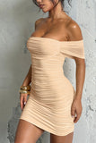 Off-Shoulder Ruched Casual Dress
