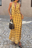 Halter Polka Dot Maxi Dress