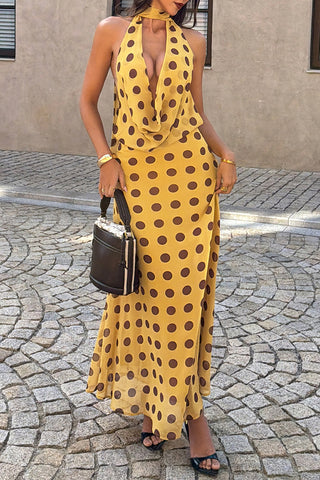 Halter Polka Dot Maxi Dress