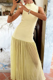 Sleeveless Maxi Dress with Sheer Overlay