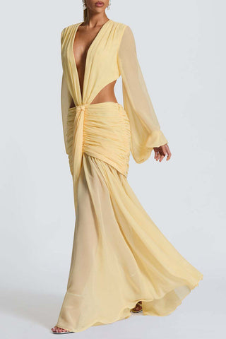 Draped Cutout Casual Maxi Dress