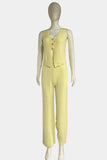 Sleeveless Button-Front Pants Set