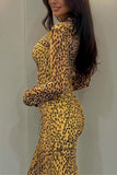 Long Sleeve Patterned Maxi Dress