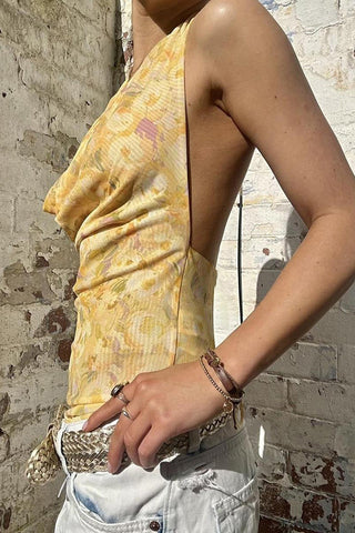 Floral Print Halter Bodysuit