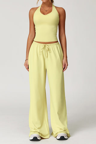 Halter Neck Wide-Leg Pants Set