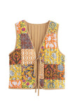 Patchwork Tie-Front Vest