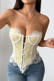 Lace Button-Front Bustier Top