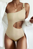 Solid One-Shoulder Swimsuit