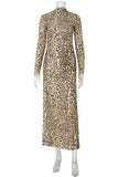 Long Sleeve Patterned Maxi Dress