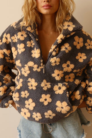 Floral-Print Mock Neck Sweatshirt