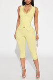 Sleeveless Button-Up Pants Set