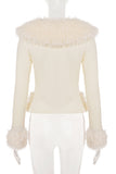 Zip-Front Faux Fur Trim Cardigan