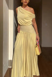 Draped One-Shoulder Maxi Dress