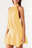 Halter Neck Flare Mini Dress