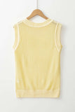 Hollowed Knit Round Neck Sweater Vest