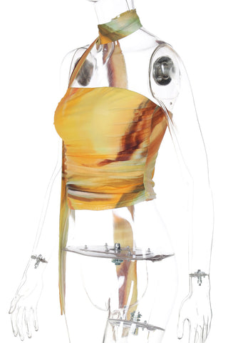 Abstract Print Strapless Tank Top