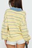 Striped Sweater with Contrast Collar