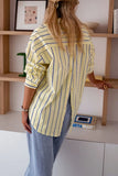 Striped Button-Front Long Sleeve Shirt