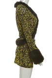 Faux Fur Trim Leopard Skirt Set