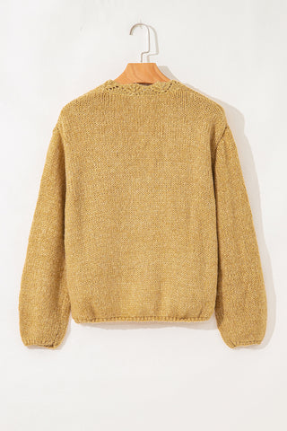 Lantern Sleeve Buttoned  Cardigan