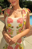 Tie-Strap Floral Maxi Dress