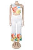 One-Shoulder Floral Pants Set