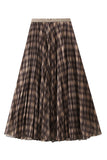 Pleated Plaid Maxi Skirt