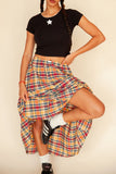 Gingham Maxi Skirt with Elastic Waist