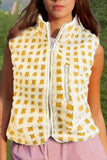 Zip-Front Checkered Vest