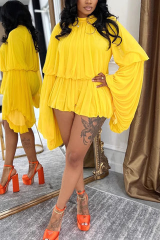 Layered Ruffle Blouson Romper