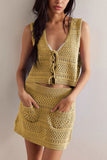 Lace-Up Crochet Skirt Set
