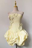 Strapless Evening Dress with Floral Appliqué