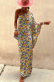One-Shoulder Patterned Maxi Dress