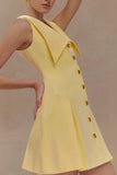 Contrast Collar Button-Up Dress