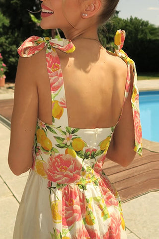 Tie-Strap Floral Maxi Dress
