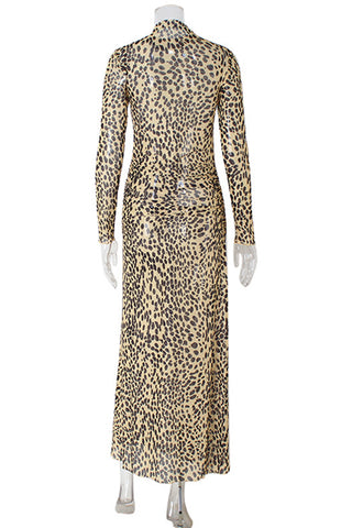 Long Sleeve Patterned Maxi Dress