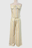 Strapless Striped Pants Set