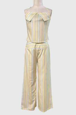 Strapless Striped Pants Set