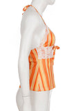 Striped Lace-Trim Halter Cami