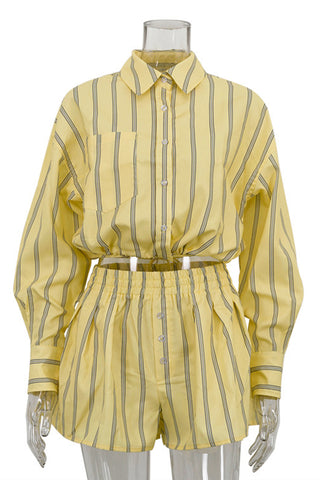 Striped Button-Up Short Set