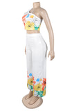One-Shoulder Floral Pants Set