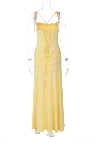 Strappy Ruched Evening Gown