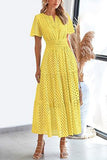 V-Neck Short Sleeve Midi Dress